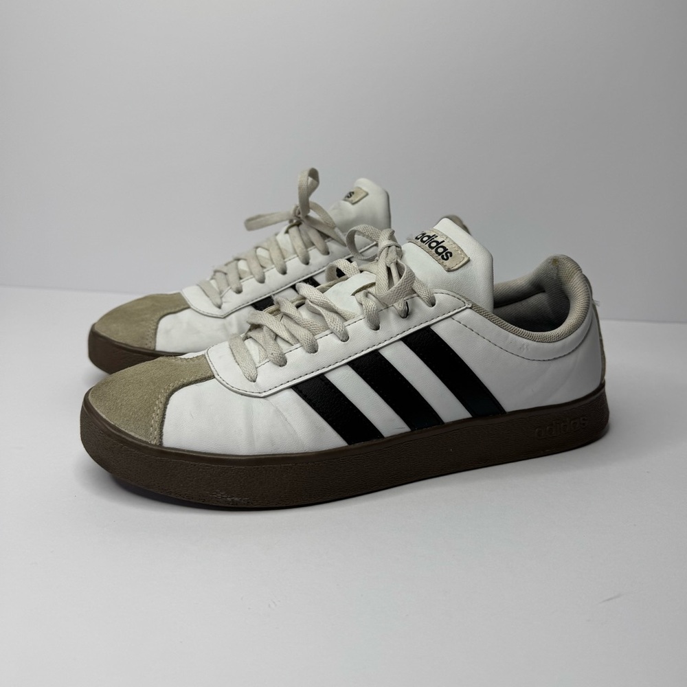 Adidas VL Court Sneakers Mens 7 White Black Gum Sole Casual Shoes